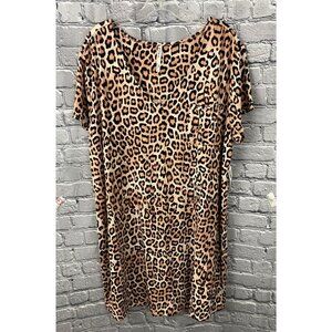 Soma Cool Nights NWT Leopard Print Sleep Shirt  XXL  V-Neck Pocket Nightgown